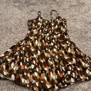 Leaf Print Spaghetti Strap Dress